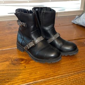 black boots with diamond accents
